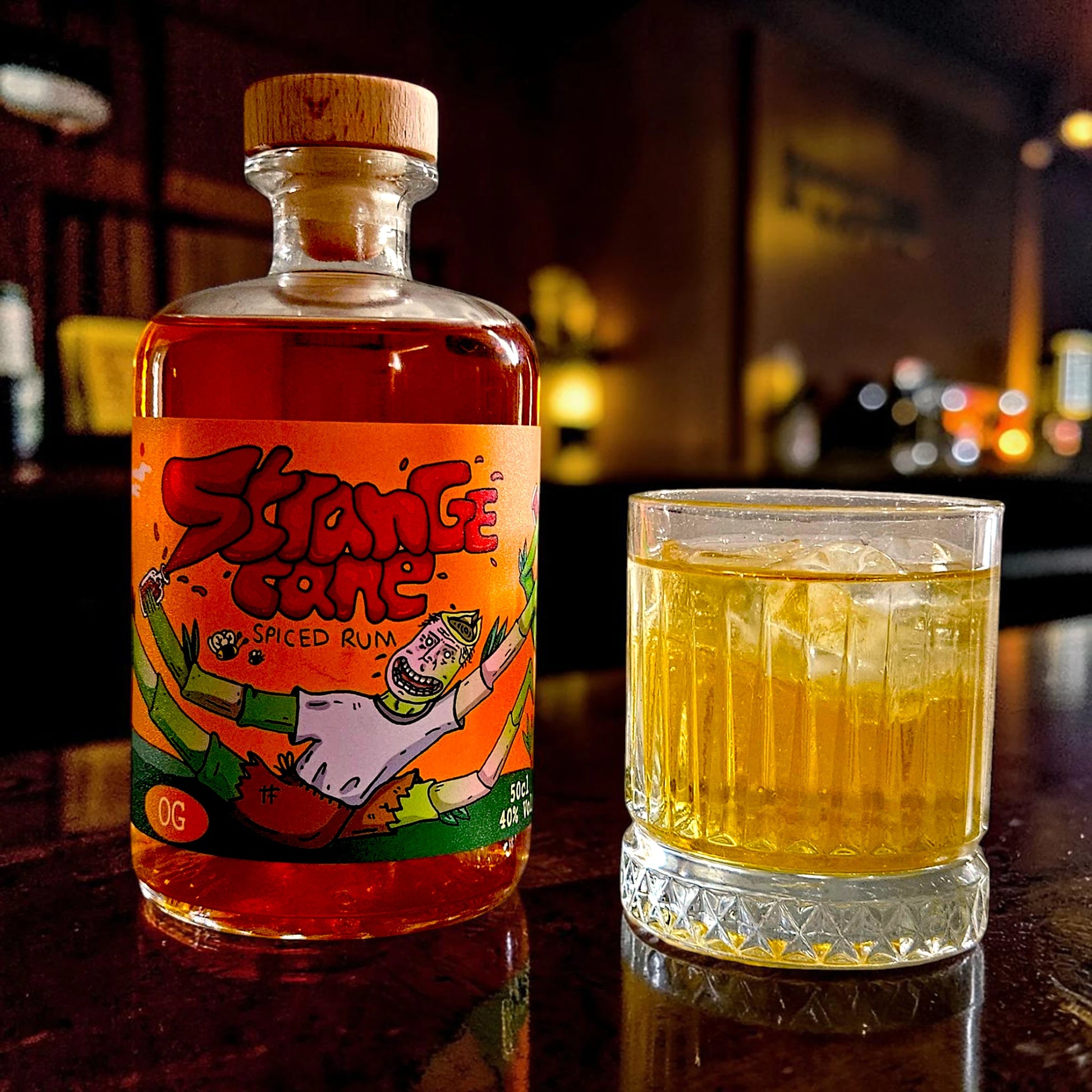 Strange Cane OG spiced rum with ginger ale over ice