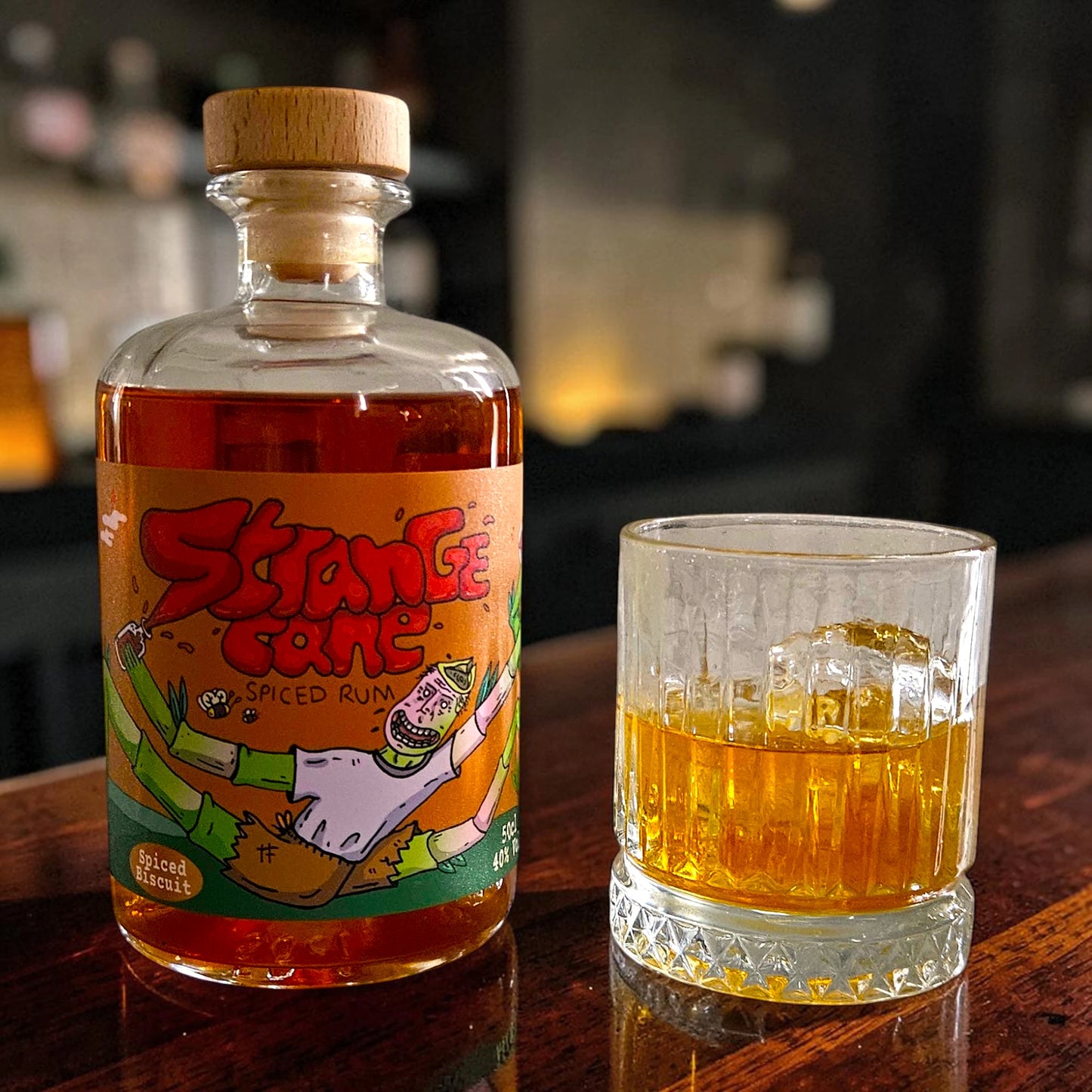 Strange Cane Spiced Biscuit spiced rum with glass served over ice
